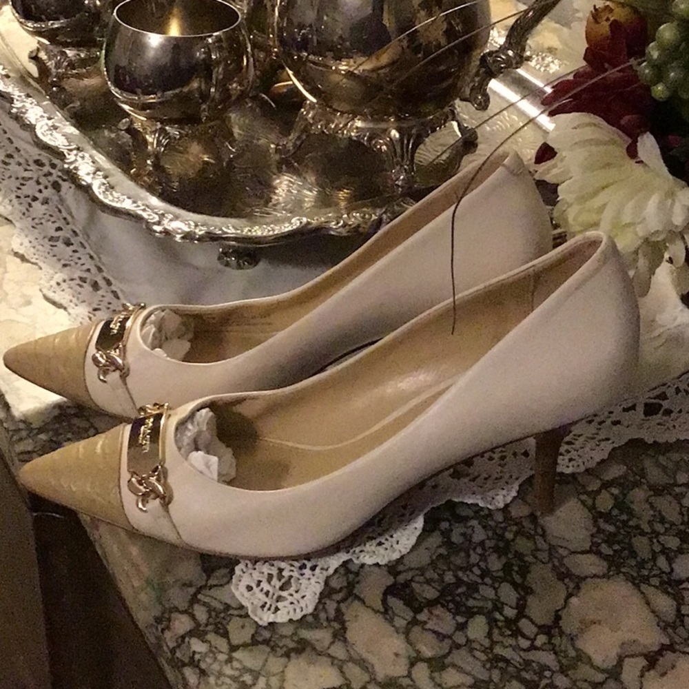 Cream Coach Heels